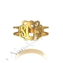 18k Yellow Gold Plated Monogram Ring with Swirls - "SOS" - 2