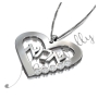 Hebrew "Ima" Mother Necklace with Diamonds in Sterling Silver - 2