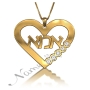 Hebrew "Ima" Mother Necklace with Diamonds in 14k Yellow Gold - 1
