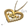 Hebrew "Ima" Mother Necklace with Diamonds in 14k Yellow Gold - 2