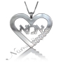 Hebrew "Ima" Mother Necklace with Diamonds in 14k White Gold - 1
