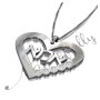 Hebrew "Ima" Mother Necklace with Diamonds in 10k White Gold - 2