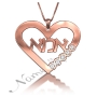 Hebrew "Ima" Mother Necklace with Diamonds in Rose Gold Plated - 1