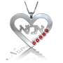 Hebrew "Ima" Mother Necklace with Swarovski Birthstones in Sterling Silver - 1