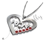 Hebrew "Ima" Mother Necklace with Swarovski Birthstones in Sterling Silver - 2