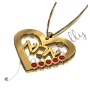 Hebrew "Ima" Mother Necklace with Swarovski Birthstones in 14k Yellow Gold - 2