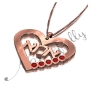 Ima Hebrew Mother's Necklace with Birthstones in Rose Gold Plated Silver - 2