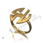 14k Yellow Gold Initial Ring with Rounded Letters - "SL" - 1