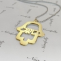 18k Yellow Gold Plated Hebrew Name in Hamsa Pendant - "Sigal" - 2