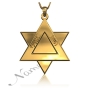 Star of David Necklace with Hebrew Couple Names in 18k Yellow Gold Plated Silver - "Haim & Orly" - 1