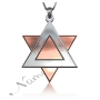 Star of David Necklace with Hebrew Couple Names - "Haim & Orly" (Two-Tone 14k White & Rose Gold) - 1