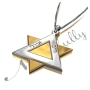 Star of David Necklace with Hebrew Couple Names - "Haim & Orly" (Two-Tone 14k White & Yellow Gold) - 2
