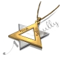 Star of David Necklace with Hebrew Couple Names - "Haim & Orly" (Two-Tone 14k Yellow & White Gold) - 2
