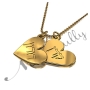 Hebrew Couple Name Necklace with Hearts in 14k Yellow Gold - "Keren loves Doron" - 2