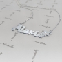 Name Necklace with Flower and Diamonds in 14k White Gold - "Alexis" - 2