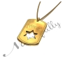 Hebrew Dog Tag Pendant with Star of David in 14k Yellow Gold - "Shimon" - 2