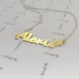 Name Necklace with Flower and Diamonds in 18k Yellow Gold Plated Silver - "Alexis" - 2