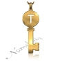 Initial in Key Pendant Necklace in 10k Yellow Gold - 1