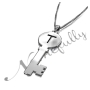 Initial in Key Pendant Necklace in 10k White Gold - 2