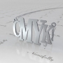 Monogram Necklace with 4 Letters in 14k White Gold - "CMKY" - 1