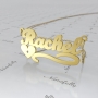 Name Necklace with Heart and Diamonds in 10k Yellow Gold - "Rachel" - 1