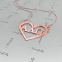 Sorority Necklace with Customized Greek Letters and Heart - "Alpha Delta Pi" in Rose Gold Plated - 2
