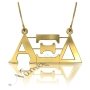 Sorority Necklace with Greek Letters - "Alpha Xi Delta" in 18k Yellow Gold Plated - 1