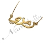 Arabic Name Necklace with Diamonds in 18k Yellow Gold Plated Silver "Ramzi" - 2