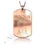 Zodiac Dog Tag with Birthstones and Custom Engraved Text-"Anna" in Rose Gold Plated - 1