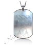 Zodiac Dog Tag with Diamonds and Custom Engraved Text-"Anna" in Sterling Silver - 1