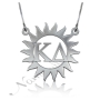 Sorority Necklace with Customized Greek Letters inside Sun - "Kappa Delta" in Sterling Silver - 1