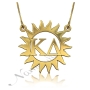 Sorority Necklace with Customized Greek Letters inside Sun - "Kappa Delta" in 10k Yellow Gold - 1