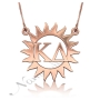 Sorority Necklace with Customized Greek Letters inside Sun - "Kappa Delta" in 14k Rose Gold - 3
