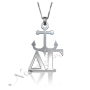 Customized Sorority Pendant With Anchor - "Delta Gamma" in Sterling Silver - 1