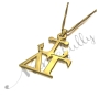 Customized Sorority Pendant With Anchor - "Delta Gamma" in 10k Yellow Gold - 2