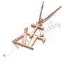 Customized Sorority Pendant With Anchor - "Delta Gamma" in 14k Rose Gold - 2