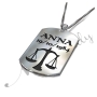 Zodiac Dog Tag with Custom Engraved Black Text-"Anna" in Sterling Silver - 2