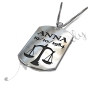Zodiac Dog Tag with Custom Engraved Black Text-"Anna" in 14k White Gold - 2