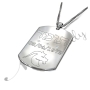 Zodiac Dog Tag with Diamonds and Custom Engraved Hebrew Text -"Tomer" in Sterling Silver - 2