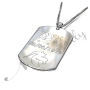 Zodiac Dog Tag with Diamonds and Custom Engraved Hebrew Text -"Tomer" in 14k White Gold - 2