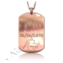 Zodiac Dog Tag with Diamonds and Custom Engraved Hebrew Text -"Tomer" in 14k Rose Gold - 1