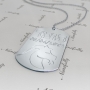 Zodiac Dog Tag with Custom Engraved Hebrew Text -"Tomer" in 14k White Gold - 2