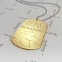 Zodiac Dog Tag with Custom Engraved Hebrew Text -"Tomer" in 18k Yellow Gold Plated - 2