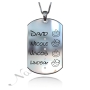 Mom Dog Tag with Names of Kids and Diamonds in 14k White Gold - 1