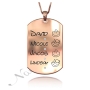 Mom Dog Tag with Names of Kids and Diamonds in Rose Gold Plated - 1