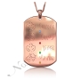 Mom Necklace with Kids Hebrew Names and Birthstones  in Rose Gold Plated - 1