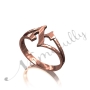 Initial Ring with Customized Hebrew Letter and Split Shank - "Aleph" in 14k Rose Gold - 2