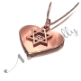 Hebrew Necklace With Star of David, Heart, and "Ahava" in 10k Rose Gold - 2