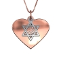 Love in Hebrew Necklace with Star of David and Heart" (Two-Tone 10k Rose & White Gold) - 3