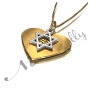 Ahava Pendant with Star of David and Heart" (Two-Tone 10k Yellow and White Gold) - 2